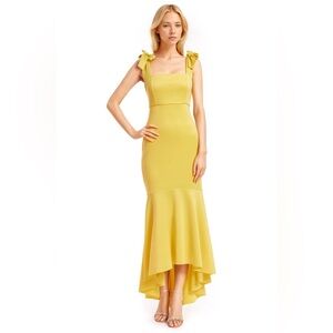 NWT Badgley Mischka Yellow High Low Dress Size 6
